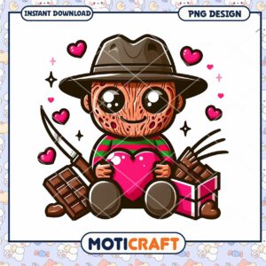 Cute Freddy Horror Character with Heart PNG Instant Download Art