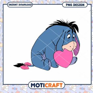 Cute Eeyore Holding Heart PNG Instant Download for Crafting Projects