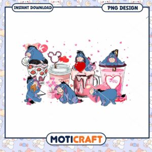 Cute Eeyore PNG Design with Love Elements for Instant Download Print