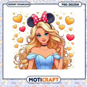Cute Disney Princess Inspired PNG Download with Hearts and Stars
