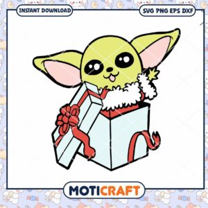 Cute Green Character in Gift Box