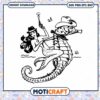 Mermaid riding seahorse with gun, fun and whimsical illustration design