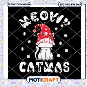 Meowy Catmas SVG Design, Perfect for Holiday Crafts and Decor
