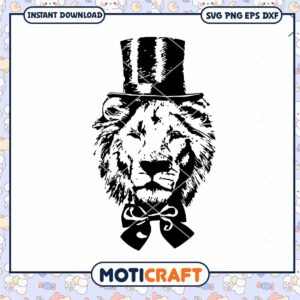 Lion in Top Hat SVG Design, perfect for creative projects and crafts