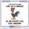 Cute rooster illustration for crafts, featuring funny text design