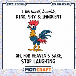 Cute rooster illustration for crafts, featuring funny text design