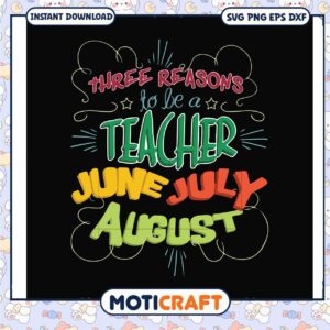 Three reasons to be a teacher june july august svg, funny teacher mugs​ svg