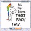 The unicorn rock paper scissors throat punch i win svg, hoe funny quotes​ svg