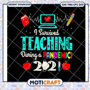 I survived teaching during a pandemic 2021 svg, happy day teacher​ svg