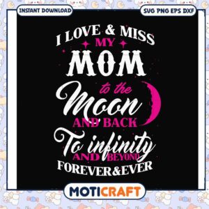 I love & miss my mom to the moon and back to infinity svg, mother's day film svg