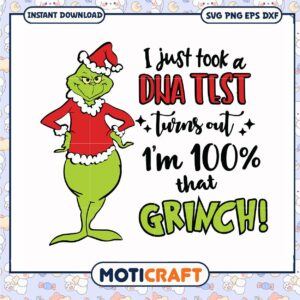 I just took a dna test turns out im 100% that grinch svg, christmas grinch svg