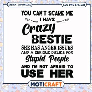 I have crazy bestie im not afraid to use her svg, funny besties captions​ svg