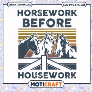 Horsework before housework svg, trending svg, vintage horse collar​ svg