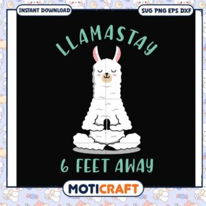Funny llamastay 6 feet away svg, llama yoga svg, llama quotes svg