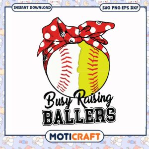 Busy raising ballers svg, baseball mom svg​, red bandana​ svg