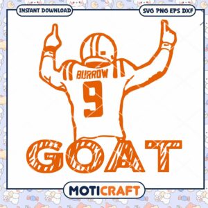 Burrow Goat Tiger number 9 Svg, Burrow Goat Svg, Sport Svg