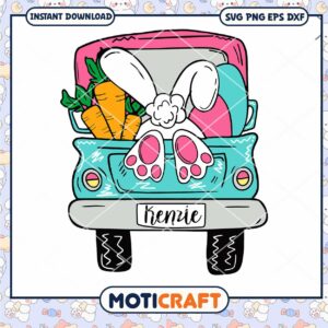 Bunny truck kenzie Svg, easter bunny svg, habit car svg