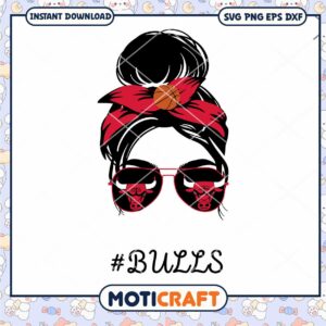 Bulls Messy Bun Svg, Bulls NBA Teams Svg, Chicago Bulls Svg
