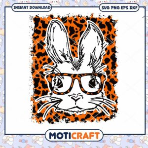 Bunny face glasses Leopard svg, easter bunny pictures​ svg