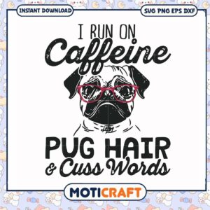 Bulldog caffeine blue heeler hair svg, trending svg, funny dog pictures​ svg