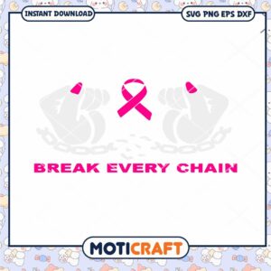 Break Every Chain Hands and Awareness Ribbon Svg, Breast Cancer Awareness Svg