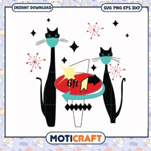 Black cat corona vintage retro svg, corona logo​ svg, atomic cats​ svg