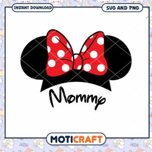 Sweet Mommy Mouse SVG Design with Bow Red Polka Dots