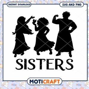 SVG Sisters Silhouette Art for Instant Download Print