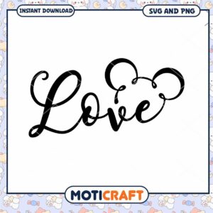 SVG Love Design with Mickey Mouse Ears Instant Download