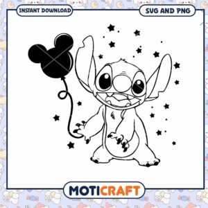 Stitch with Balloon SVG Digital Download Clipart Design