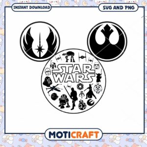 Star Wars Mickey Mouse SVG Icon Set for Fans and Crafters