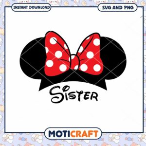 Sister Mouse Ears Bow SVG Cute Design for Download