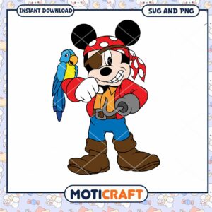Pirate Mickey Mouse SVG Clipart with Parrot Design