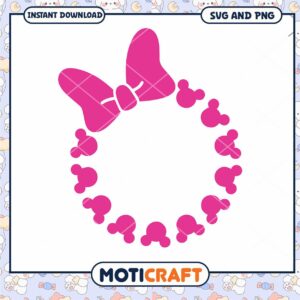 Pink Bow and Mickey Mouse SVG Clipart for Crafts