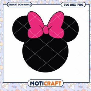 Minnie Mouse SVG Cut File with Pink Bow for Crafts