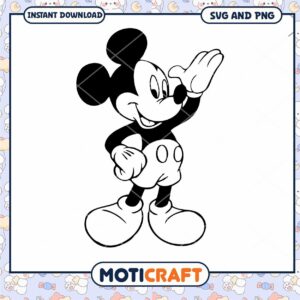 Mickey Mouse SVG Clipart Instant Download Black and White