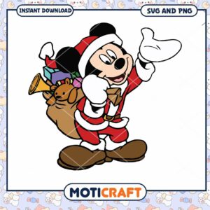 Mickey Mouse Santa SVG Clipart for Holiday Crafts