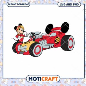 Mickey Mouse Racing Car SVG Instant Download Graphic