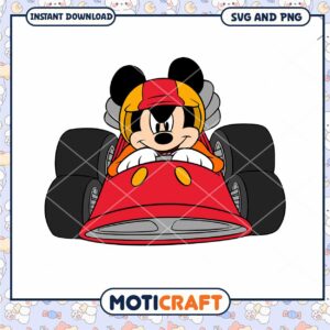 Mickey Mouse Race Car SVG Downloadable Clip Art Design