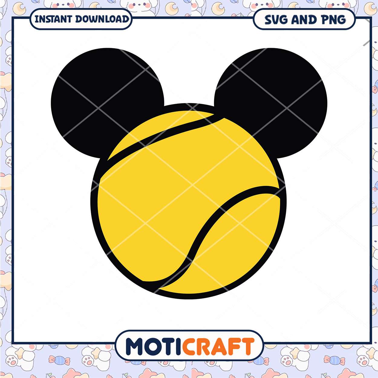 Mickey Mouse Inspired Tennis Ball SVG Clipart Design Mickey Mouse Inspired Tennis Ball SVG Clipart Design