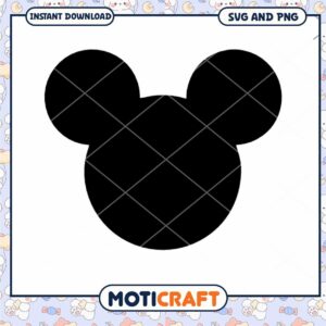Mickey Mouse Head Silhouette SVG Instant Download Design