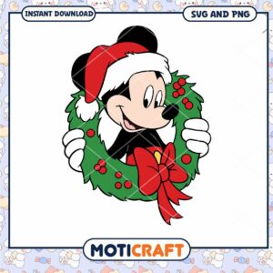 Mickey Mouse Christmas Wreath SVG Downloadable Design