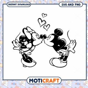Mickey and Minnie Love Kiss SVG Instant Download Design