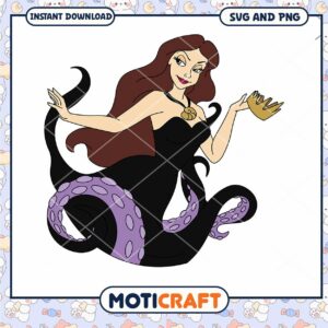 Mermaid Queen SVG Design with Tentacles and Crown