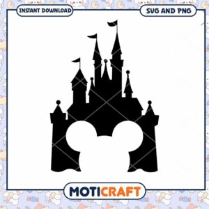 Magical Castle Silhouette SVG with Mickey Mouse Shape