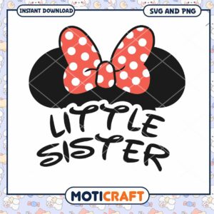 Little Sister SVG File Cute Polka Dot Bow Design Download