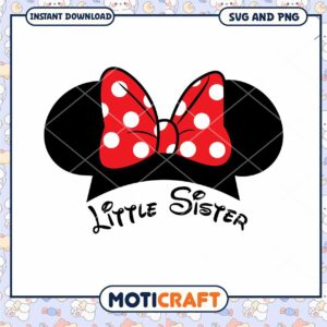 Little Sister Minnie Mouse Bow SVG Cut File Download