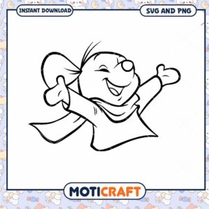 Happy Cartoon Mouse Character Outline for SVG Download