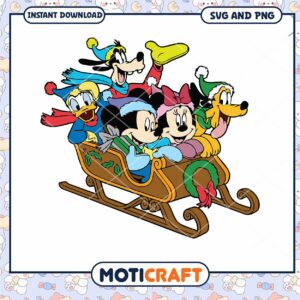 Happy Adventurers on a Sleigh SVG Downloadable Art