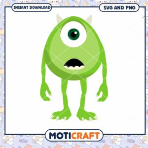 Green Monster Character SVG Clipart for Instant Download